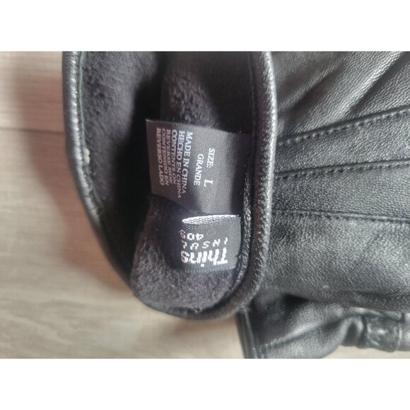 Thinsulate Insulated Black Leather Gloves Size L Warm Winter Wear Unisex Stylish - Picture 4 of 4